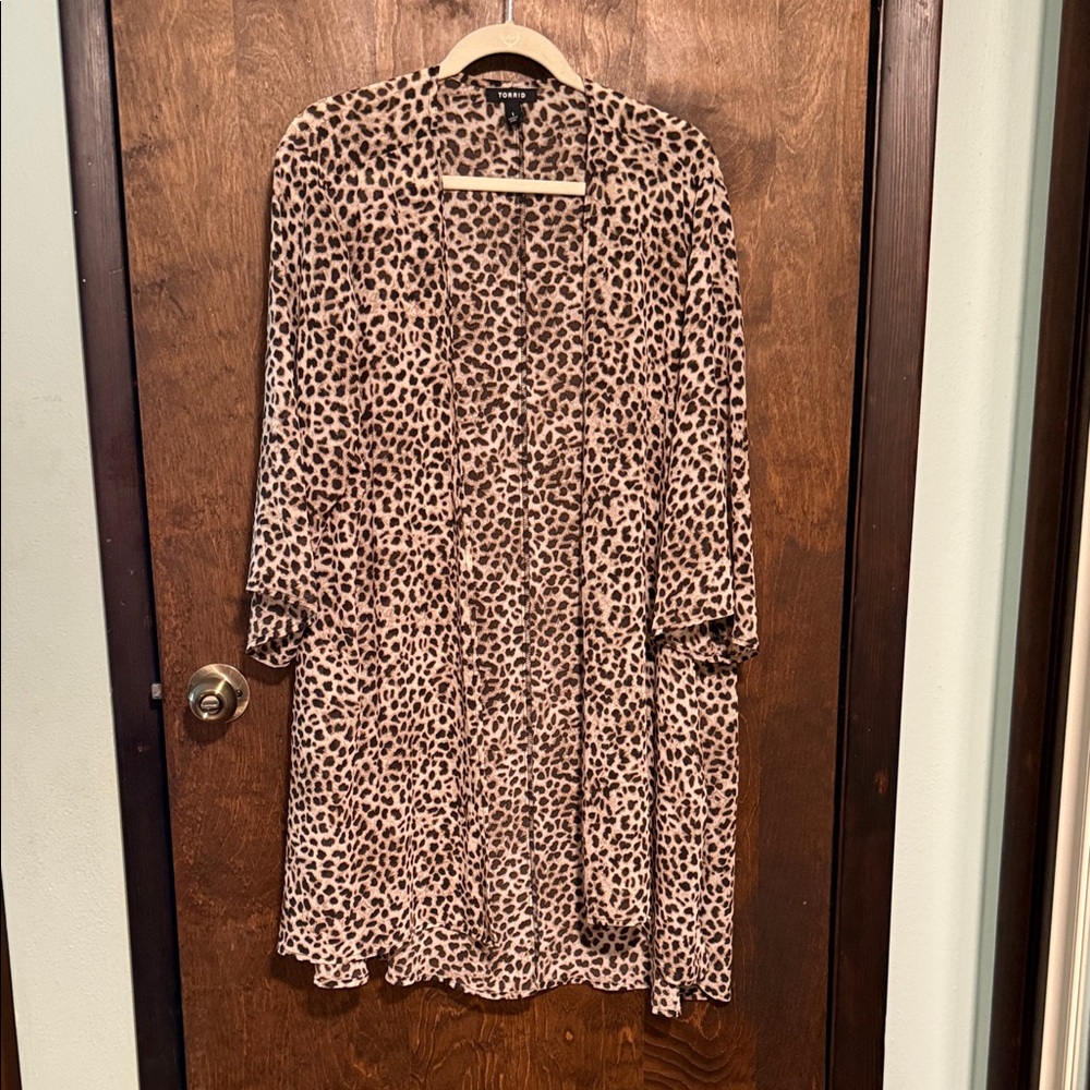 Leopard Print Long sheer Kimono Cardigan